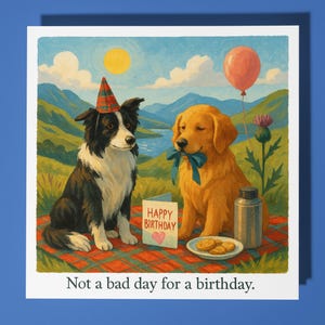 Cani scozzesi - Biglietto di auguri di buon compleanno - Animale divertente - Busta per biglietti di auguri premium - Biglietto personalizzato per cani - sorella figlia amica papà