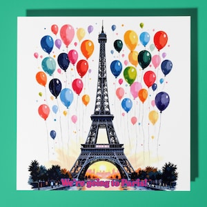 Vamos a Paris! Cartão - Cartão de Saudações Premium com Animal Engraçado e Envelope - Cartão personalizado da cidade - Casal, Família, Amiga, Namorada, Esposa