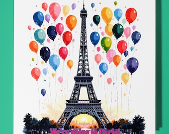 We're going to Paris! Card -  Funny Animal Premium Greeting Card & Envelope - Personalised City card - Couple Family Friend Girlfriend Wife