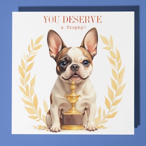 Französische Bulldogge - Achievement Karte - Lustiges Tier - Premium Grußkarte & Umschlag - Personalisierte Hundekarte - Sohn Schwester Freund Tochter