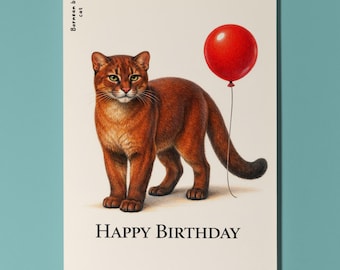 Wild Cats Party Series Bornean Bay Cat: A rare beauty Happy Birthday Card Premium Greeting Card Envelope Personalised Friends Family members