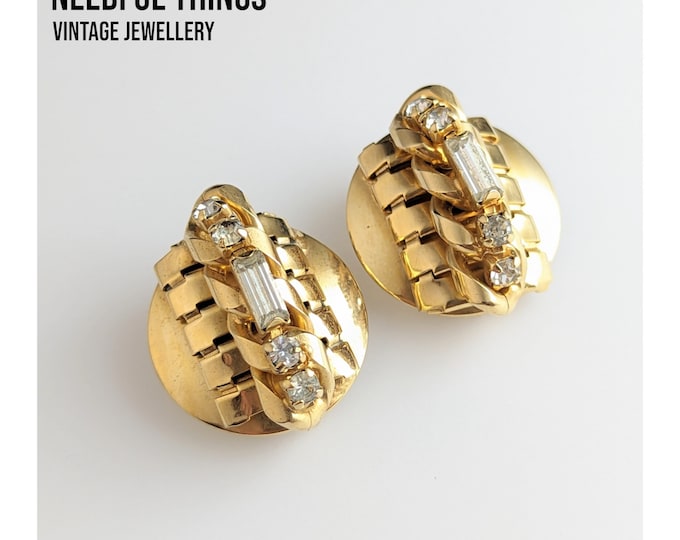 Beautiful  Gold-plated Julio Marsella Jewellery faux Diamonds Clip-on Earrings