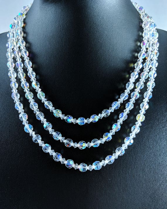 C3 Aurora Borealis Crystal Pendant Necklace 16 Vintage