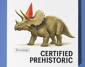 Dinosaur Triceratops - Birthday Card - Personalised card -  Funny Animal Card - Premium Greeting Card & Envelope Mum Dad Son Sister Friend