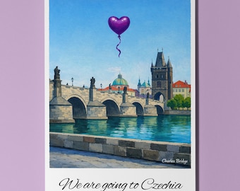 We are going to Czechia - Charles Bridge Card - Premium Greeting Card and Envelope - Personalised City -  Friend Girlfriend Wife Family