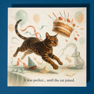 Bengaalse kat - Happy Birthday Card - Funny Animal - Premium wenskaart envelop - gepersonaliseerde kattenkaart - zus dochter vriend vader
