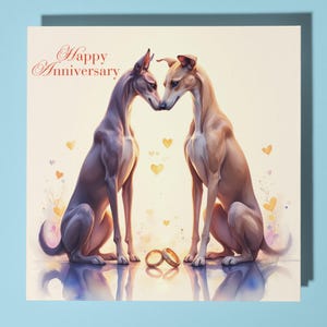 Biglietto di auguri per l'anniversario dei levrieri - Animale divertente - Biglietto di auguri premium e busta - Biglietto personalizzato per cani - Moglie Marito Mamma Papà Fidanzato