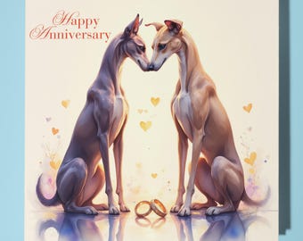 Greyhounds Anniversary Card - Funny Animal - Premium Greeting Card & Envelope - Personalised Dog card - Wife Husband Mum Dad Boyfriend