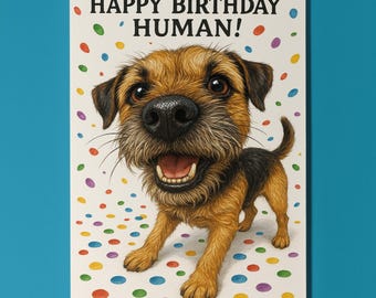 Dog Breeds Collection - Snout Party - Border Terrier - Happy Birthday Card - Funny Animal Premium Greeting Card Envelope - Personalised card
