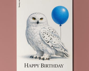 Animal Hugs Series Snowy Owl: Long-Distance Travellers Happy Birthday Card Premium Greeting Card Envelope Personalised Arctic Bird Wildlife