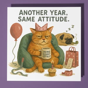 Chat drôle - carte de joyeux anniversaire - animal drôle - enveloppe de carte de voeux premium - carte chat personnalisée - soeur fille ami papa fils
