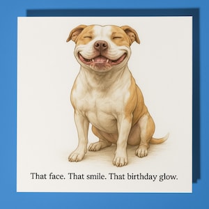 Cane Pit Bull Terrier - Biglietto di auguri di buon compleanno - Busta per biglietti di auguri premium - Biglietto divertente personalizzato - amico, figlio, famiglia