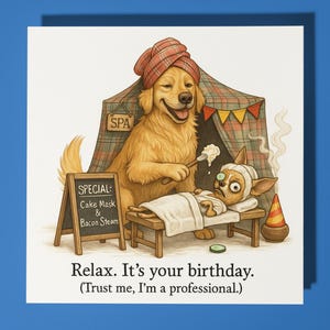 Golden Retriever und Chihuahua - Alles Gute zum Geburtstag Karte - Premium Grußkarte Umschlag - Personalisierte lustiger Hund Karte - Freund Familie