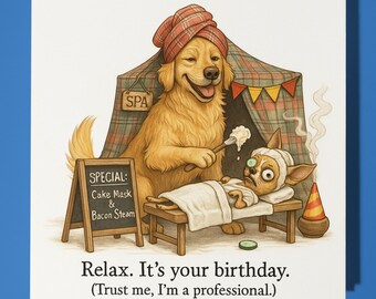 Golden Retriever and Chihuahua - Happy Birthday Card - Premium Greeting Card Envelope - Personalised funny dog card - friend family