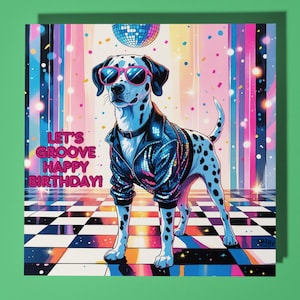 Dalmatiner Hund Alles Gute zum Geburtstagkarte - Lustiges Tier - Premium Grußkarte & Umschlag - Personalisierte Hundekarte - 80er Jahre Karte - Sohn Schwester Freund