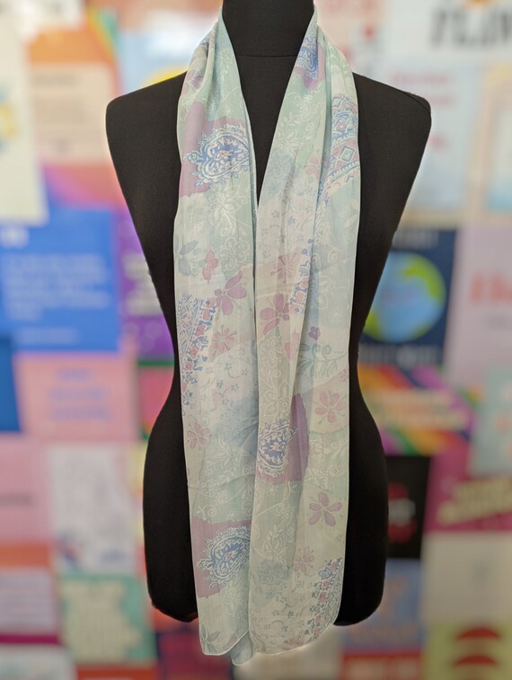 Lovely Blue Lavender Colour Long Pure Silk Scarf … - image 5