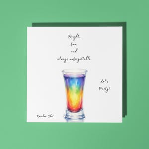 Cocktail Rainbow Shot fatto a mano - Luminoso, divertente e sempre indimenticabile - Biglietto di auguri di buon compleanno, biglietto di auguri premium e busta