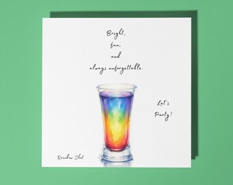 Handmade Rainbow Shot cocktail -  Bright, fun, and always unforgettable  - Happy Birthday Card Premium Greeting Card & Envelope