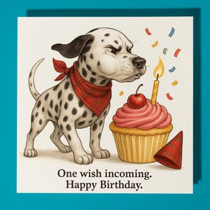 Dalmatiner - Ein Wunscheingang. - Alles Gute zum Geburtstag Karte - Premium Grußkarte Umschlag - Personalisierte lustige Hunde Karte - Freund Familie Schwester