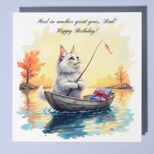 Kaart kat gelukkige verjaardag papa - grappig dier - premium wenskaart en envelop - gepersonaliseerde kattenkaart - vader