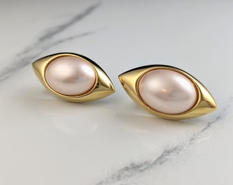 Lovely Vintage Rose Faux Pearl Studs Earrings by Trifari Jewellery