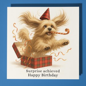Fine Art Funnies - Lhasa Apso dog  - Happy Birthday Card - Premium Greeting Card and Envelope - Personalised funny dog card - Friend