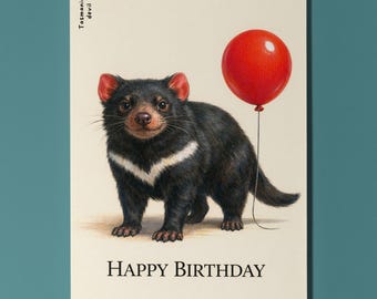 Animal Hugs Series Tasmanian Devil: Little Firecracker Happy Birthday Card Premium quality Greeting Card Envelope Personalised Australian