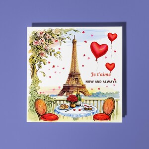 Torre Eiffel feita à mão ao pôr do sol, banhada por uma luz dourada quente - Cartão Jetaime Now and Always Love Cartão de felicitações premium com envelope