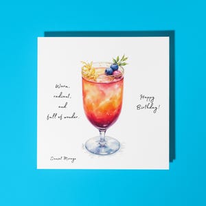 Cocktail Sunset Mirage fatto a mano - Caldo, radioso e pieno di meraviglia - Biglietto di auguri di buon compleanno Biglietto di auguri premium e busta
