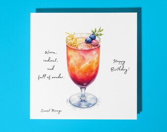 Handmade Sunset Mirage cocktail -  Warm, radiant, and full of wonder  - Happy Birthday Card Premium Greeting Card & Envelope