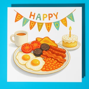Schots ontbijt - Happy Birthday Card - Premium wenskaart en envelop - grappige verjaardagskaart - familievriend zus vriendin moeder