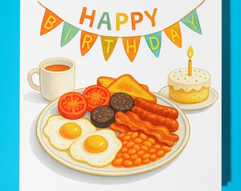 Scottish Breakfast  - Happy Birthday Card - Premium Greeting Card & Envelope - Funny Birthday Card -  Family Friend Sister Girlfriend Mum