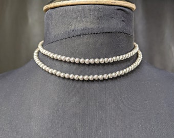 Lovely Vintage Silver-tone Triafri Jewellery Beaded Double Chain Necklace Choker