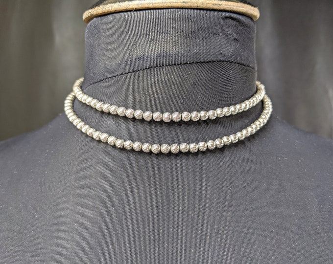 Lovely Vintage Silver-tone Triafri Jewellery Beaded Double Chain Necklace Choker