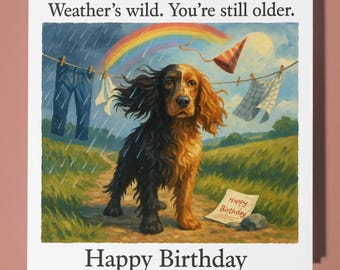 Cocker Spaniel - Happy Birthday Card - Funny Animal - Premium Greeting Card Envelope - Personalised Dog card - sister daughter friend Dad