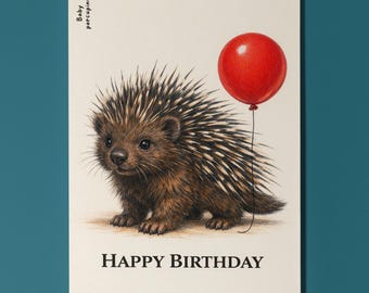 Animal Hugs Series Baby porcupine: Sharp and sweet Happy Birthday Card  Premium Greeting Card Envelope Personalised Friends Family members