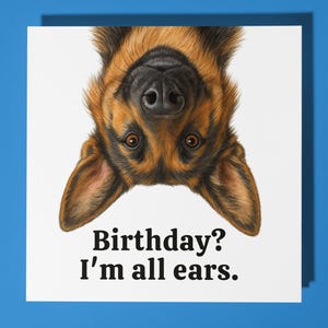 Cão pastor alemão - Cartão de feliz aniversário - Envelope de cartão comemorativo premium - Cartão engraçado personalizado - Filho, filha, família, amigo