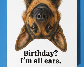 German Shepherd Dog -  Happy Birthday Card - Premium Greeting Card Envelope - Personalised funny card - Son Daughter Family Friend