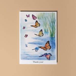 Beaux papillons faits main Merci ! Carte Carte drôle d'animal Carte de voeux et enveloppe premium pour les amoureux des animaux
