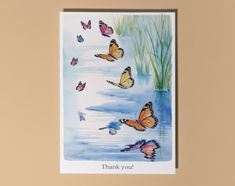 Handmade Beautiful Butterflies  Thank you! Card Funny Animal Card Animal Lovers Premium Greeting Card & Envelope