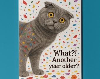 Cat Breeds Collection - Don’t Look Away - Scottish Fold Cat - Birthday Card - Funny Cat - Premium Greeting Card Envelope - Personalised card