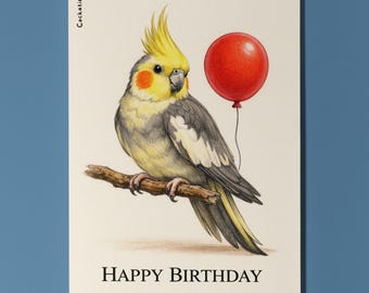 Animal Hugs Series Cockatiel: Simply ear-resistible Happy Birthday Card Premium Greeting Card Envelope Personalised Friends Family members