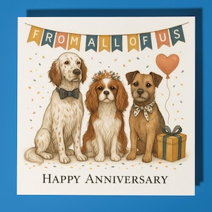 Carte Joyeux anniversaire de notre part à tous - Animal rigolo - carte de voeux premium & enveloppe carte chien personnalisée