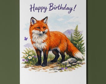 Animal Hugs Series Red Fox: Happy Forest Wishes Happy Birthday Card Premium quality Funny Greeting Card Envelope Personalised Friends Family