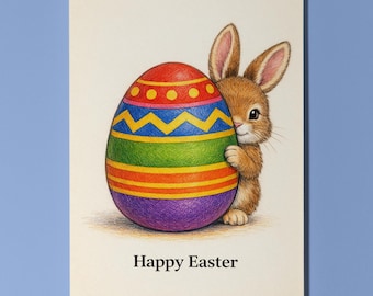 Animal hugs - Rabbit Bunny: Egg-stra special joy - Happy Easter Card Funny Premium Greeting Card and Envelope Personalised Friends Family