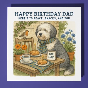 Fine Art Funnies - Old English Sheepdog - Happy Birthday Dad Card - Premium Greeting Card & Envelope - Personalised funny dog card - Father