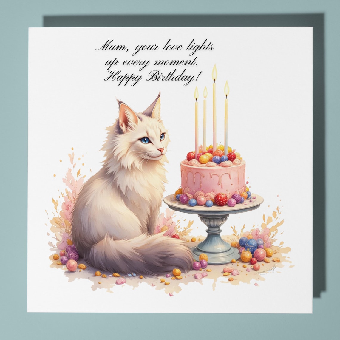 Fluffy Ragdoll Cat - Happy Birthday Mum Card - Funny Animal - Premium ...