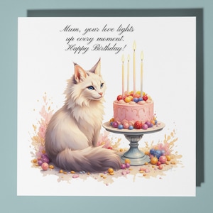 Ragdoll Katze Katze - Happy Birthday Mama Karte - Lustiges Tier - Premium Grußkarte & Umschlag - Personalisierte Katzen Karte - Mama Mutter