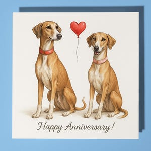Azawakh Hunde Jubiläumskarte - Lustiges Tier - Premium Grußkarte & Umschlag - Personalisierte Hundekarte - Frau Ehemann Mama Papa Freund