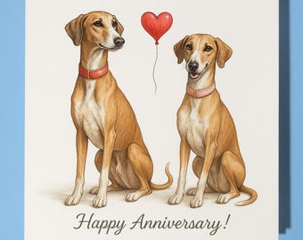 Azawakh dogs Anniversary Card - Funny Animal - Premium Greeting Card & Envelope - Personalised Dog card - Wife Husband Mum Dad Boyfriend